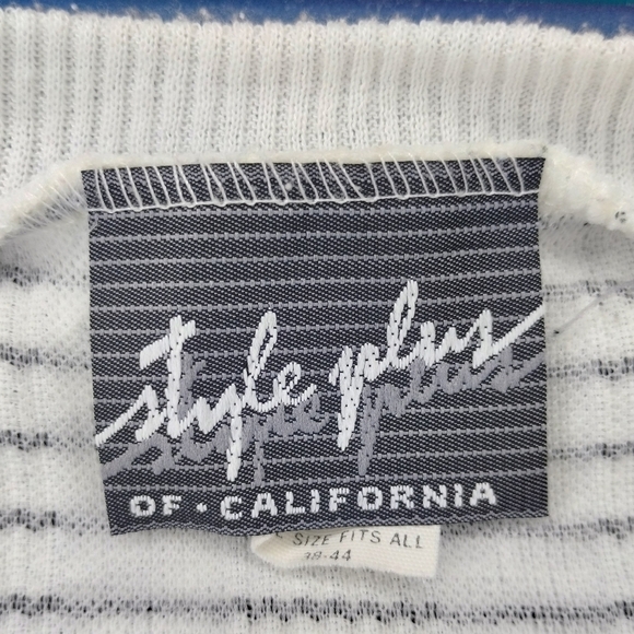 VINTAGE 80s Style Plus California Men's One Size Shirt Made In USA Striped White - Picture 6 of 7